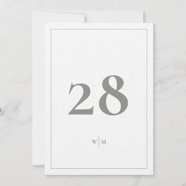 5 x 7-Sage-Grau-Rahmen-Tischnummern Einladung (Vorderseite)