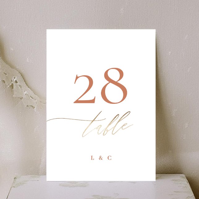 5 x 7 Terracotta Elegante Gold Wedding Tischnummer (Von Creator hochgeladen)