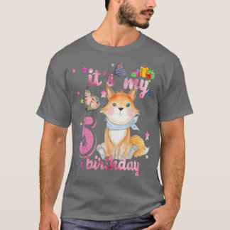 5 Year Old Fox 5th Birthday Party Animal Fox Lover T-Shirt