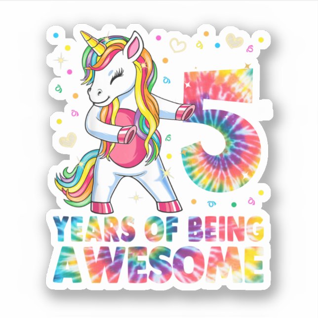 5 Years Old Unicorn Flossing 5th Birthday Girl Uni Aufkleber (Vorderseite)