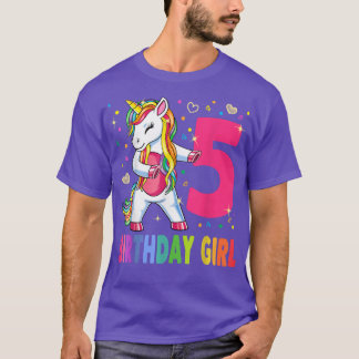 5 Years Old Unicorn Flossing 5th Birthday Girl Uni T-Shirt