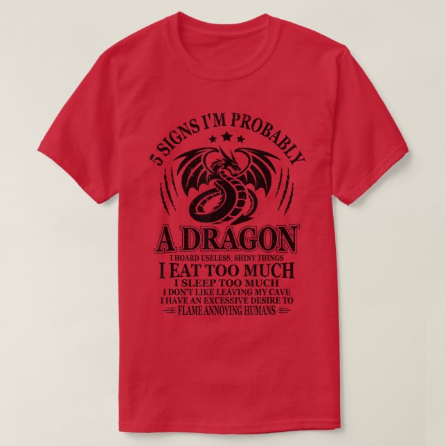 5 Zeichen im wahrscheinlich Dragon Spaß Niedlich D T-Shirt (Design vorne)