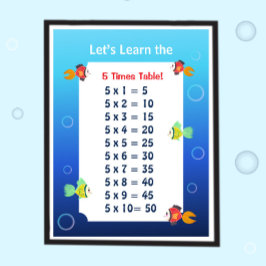 5er-Reihe Poster für Kinder | Ozean-Mathematik