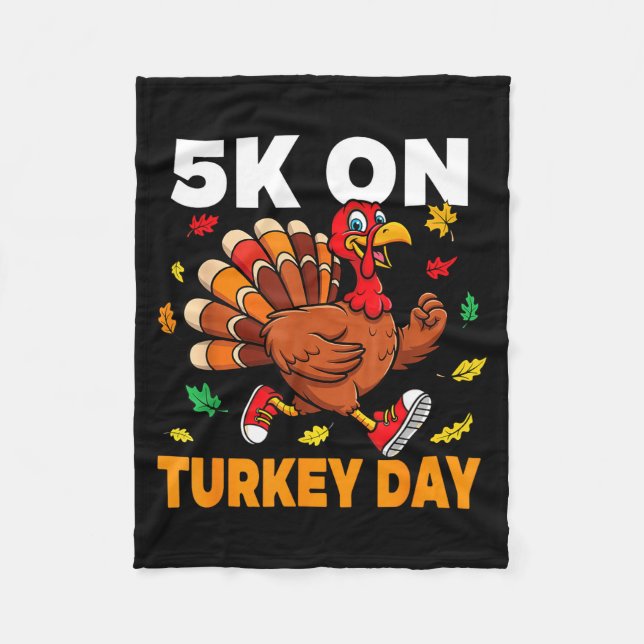 5k On Turkey Day Funny Running Thanksgiving Turkey Fleecedecke (Vorderseite)