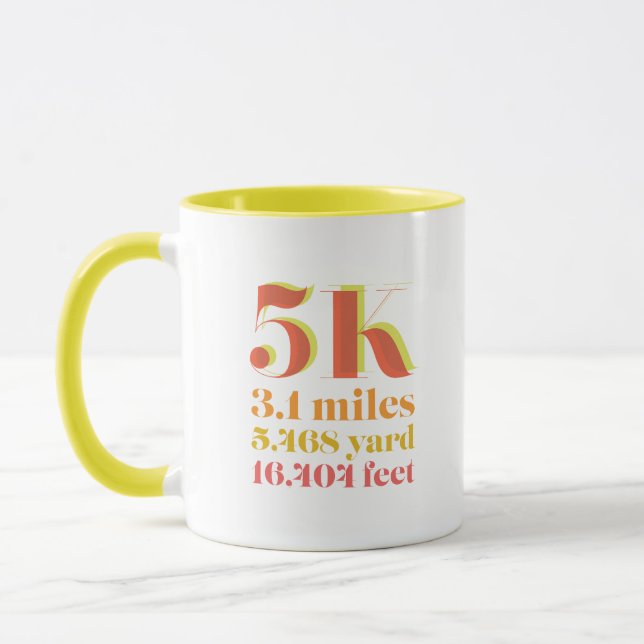 5K Race Distance Running Foto Gelb Rot Tasse (Links)