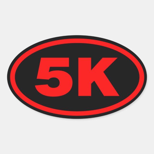 5K Runner Red & Black Oval Ovaler Aufkleber (Vorderseite)