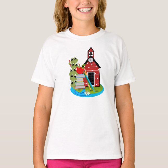 #5Lil Lady Frog Bella Ringer T - Shirt (Vorderseite)
