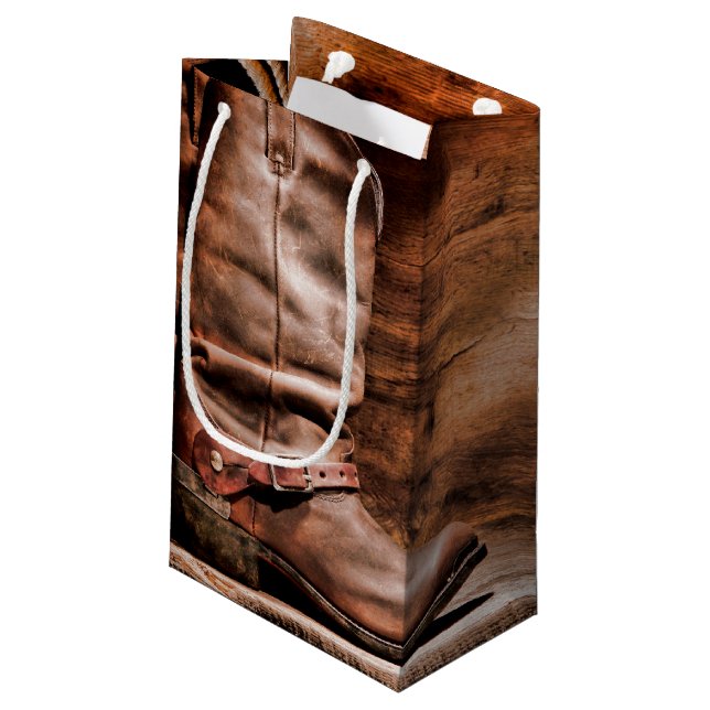 5lx3wx8.5h Kleine Geschenktasche Cowboy Stiefel Ba Geschenktüte (Rückseite Schrägansicht)