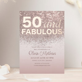 5o & Fabulous Birthday Rose Gold Calligraphie Folieneinladung