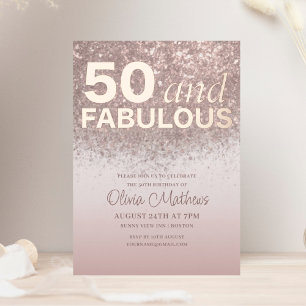 5o & Fabulous Birthday Rose Gold Calligraphie Folieneinladung