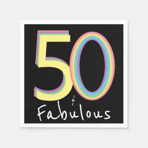 5O und Fabelhaft schwarzer gelber Regenbogen Chic  Serviette