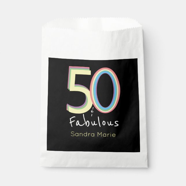 5O und fabelhafte schwarz-gelbe Regenbogen-Chic Ge Geschenktütchen (Vorderseite)