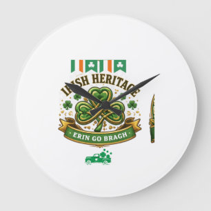 5Shamrock Glück Feier Logo Design Große Wanduhr