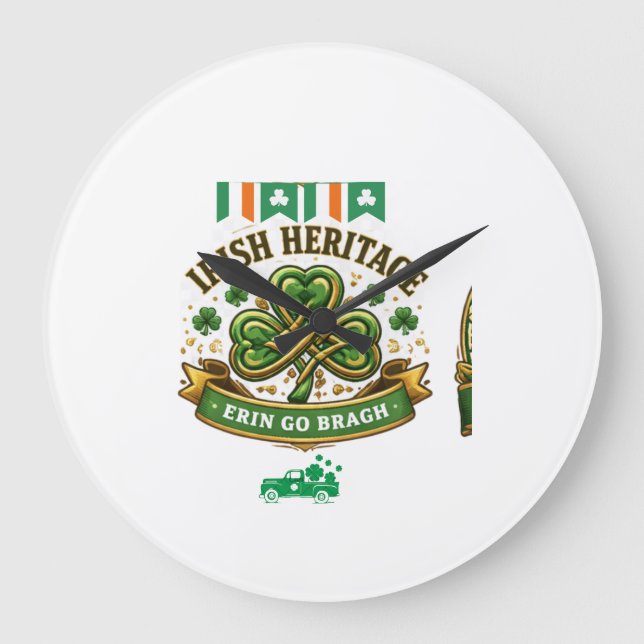 5Shamrock Glück Feier Logo Design Große Wanduhr (Vorderseite)