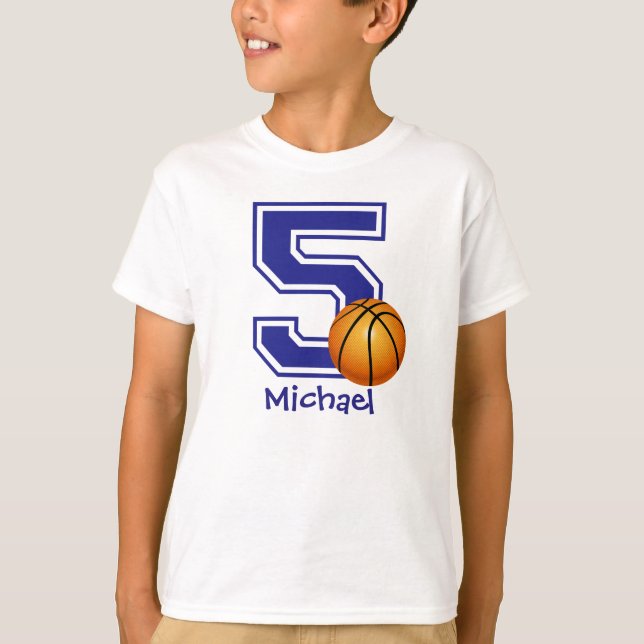 5th Birthday boy basketball personalized T-Shirt (Vorderseite)