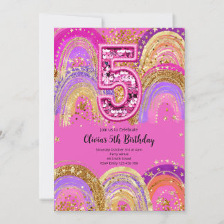 5th Birthday Girls Invitation Einladung