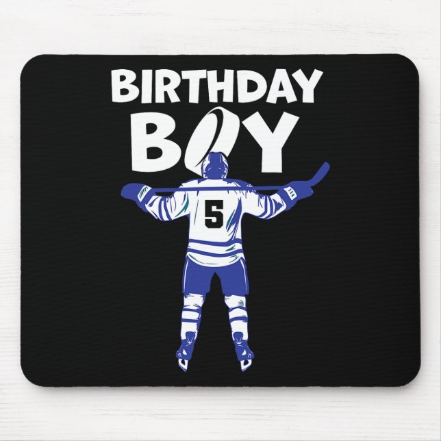 5th Birthday Ice Hockey Boy 5 Year Old Hockey Play Mousepad (Vorne)