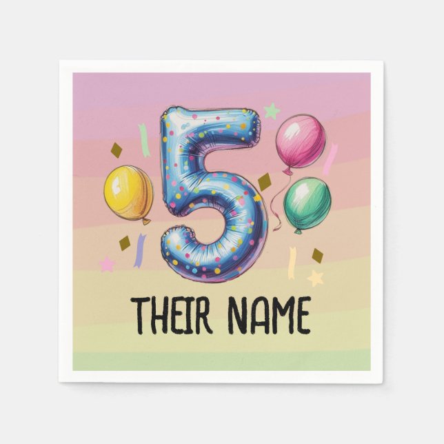 5th birthday party no theme serviette (Vorderseite)