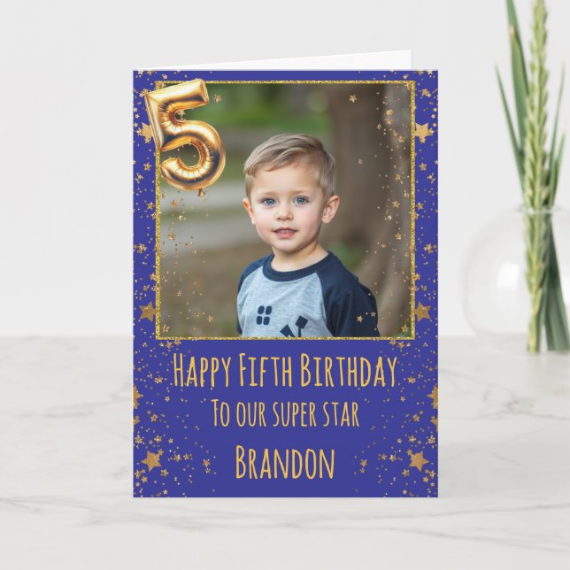 5th Birthday Photo Card Karte (Vorderseite)