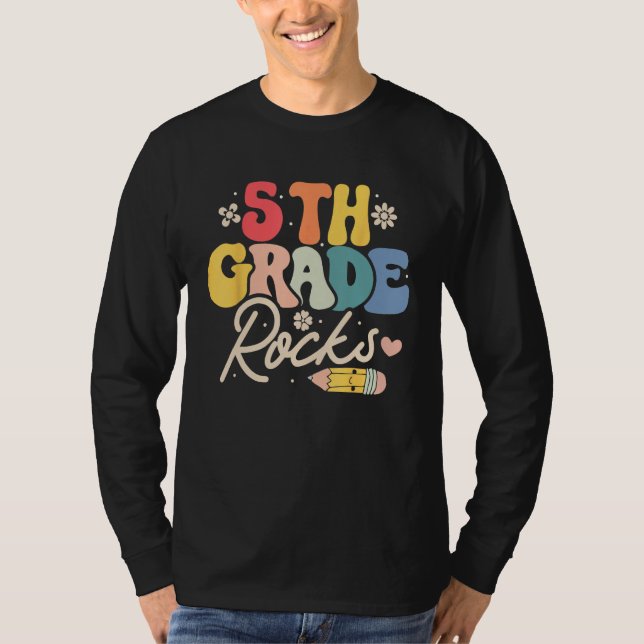 5th Fifth Grade Rocks  Back to School Teacher Stud T-Shirt (Vorderseite)