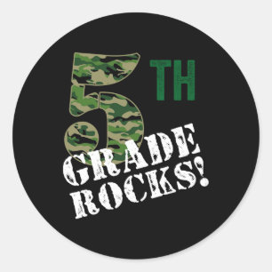 5th Grad Rocks Camo Fifth Grader Back To School C Runder Aufkleber