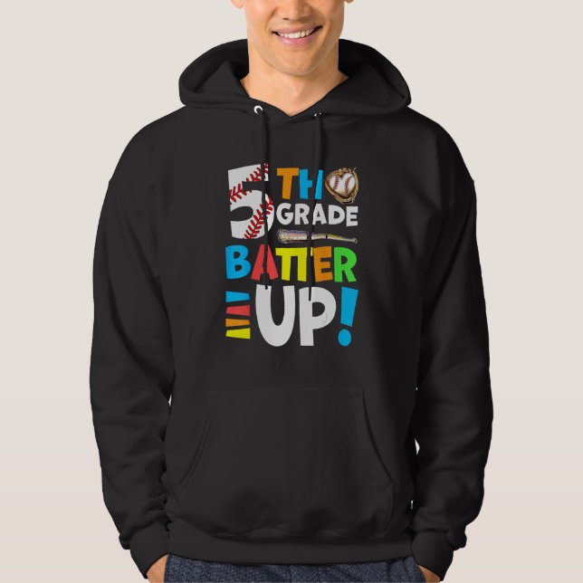 5th Grade Back To School Fifth Grade Batter Up Bas Hoodie (Vorderseite)
