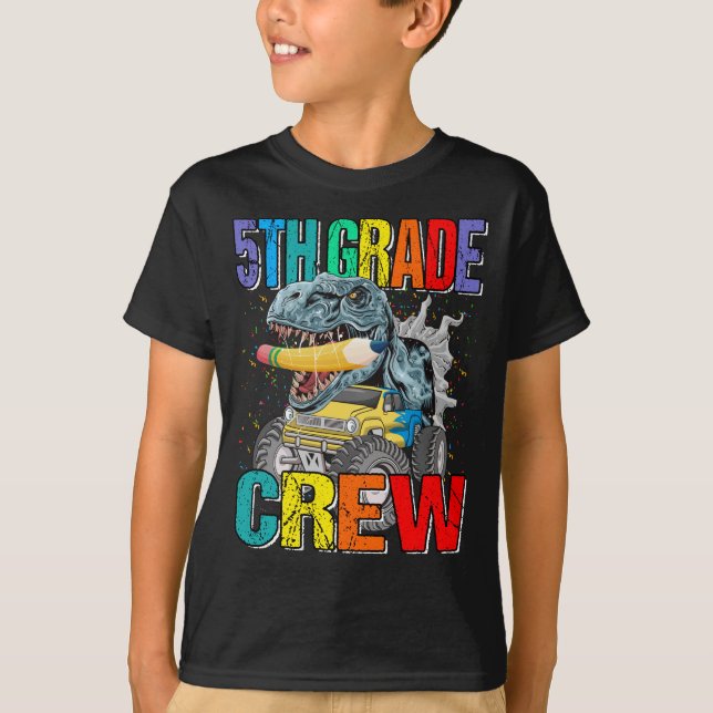 5th Grade Crew Monster Truck Dinosaur Boys T - Shi T-Shirt (Vorderseite)