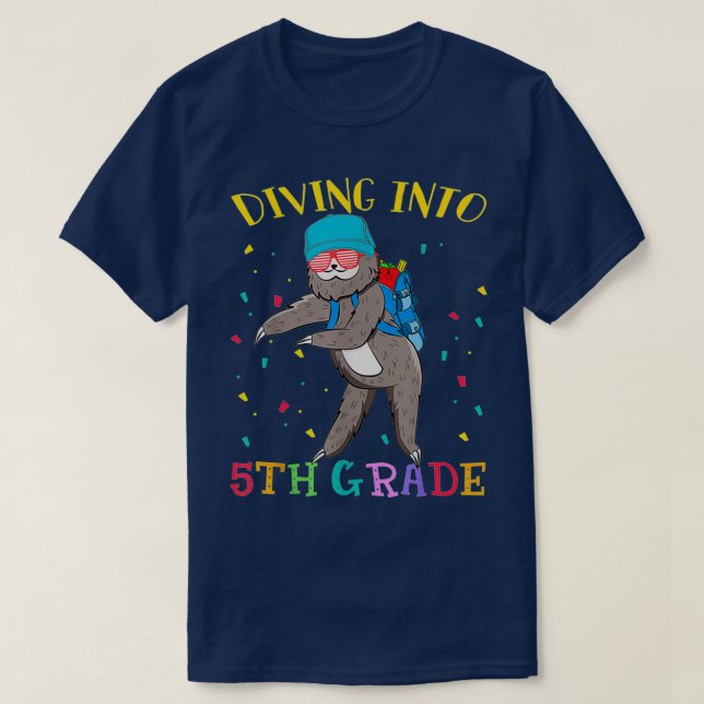 5th Grade Flossen Sloth Tauchen in Funny Ts Gesche T-Shirt (Design vorne)