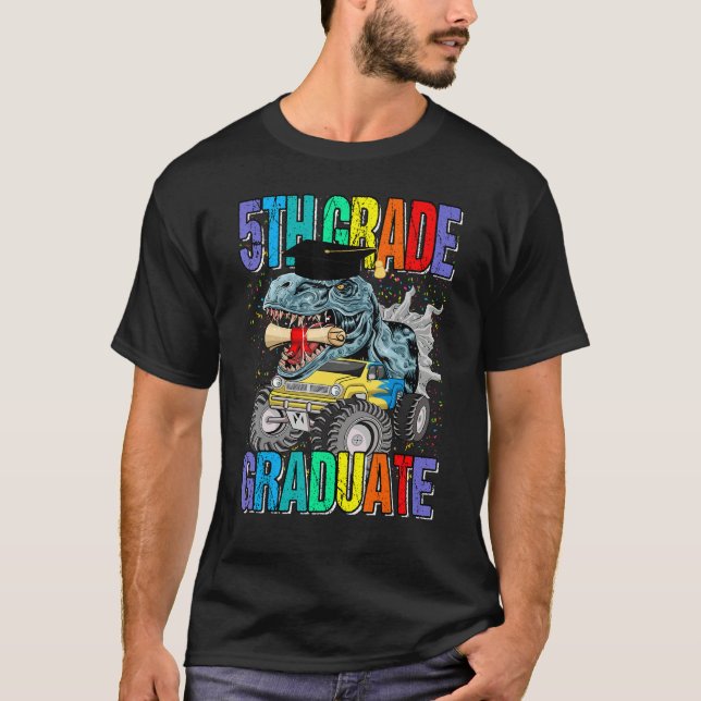 5th Grade Graduate Monster Truck Dinosaur Graduati T-Shirt (Vorderseite)