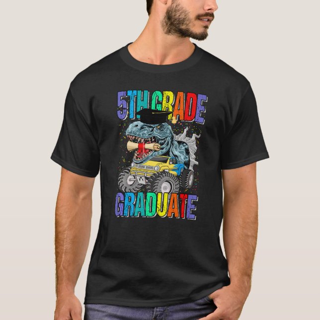 5th Grade Graduate Monster Truck Dinosaur Graduati T-Shirt (Vorderseite)