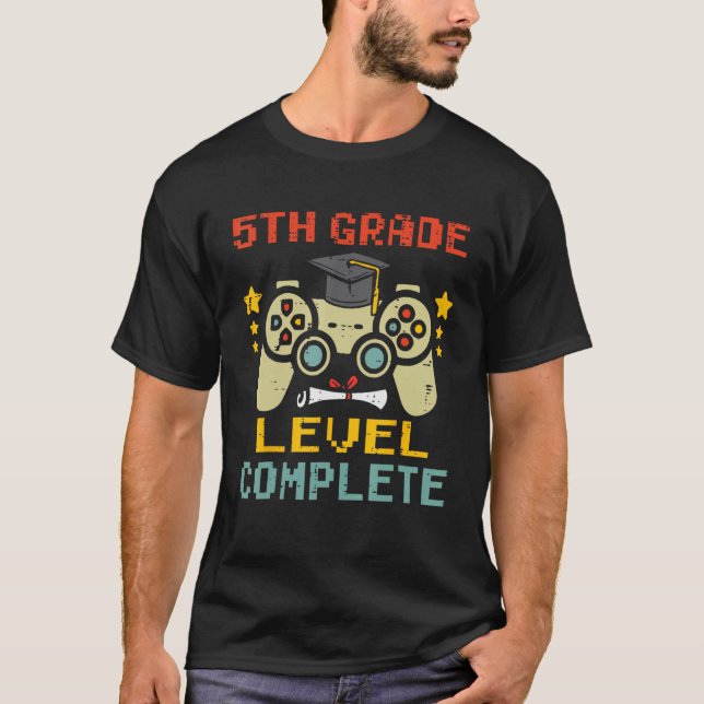 5th Grade Level Complete Gamer First Grade Graduat T-Shirt (Vorderseite)