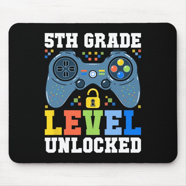 5th Grade Level Unlocked Gamer First Day Of School Mousepad (Vorne)