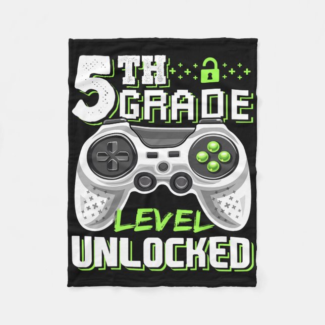 5th Grade Level Unlocked Video Game Back To School Fleecedecke (Vorderseite)