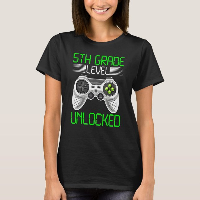 5th Grade Level Unlocked Video Game Back To School T-Shirt (Vorderseite)