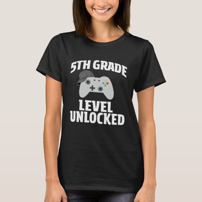 5th Grade Level Unlocked Video Gamer Back to Schoo T-Shirt (Vorderseite)