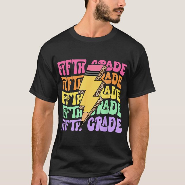 5th Grade Lightning Bolt Pencil Lehrer Student T-Shirt (Vorderseite)