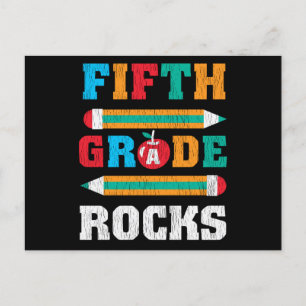 5th Grade Rock Back School Matching Music Teacher Postkarte