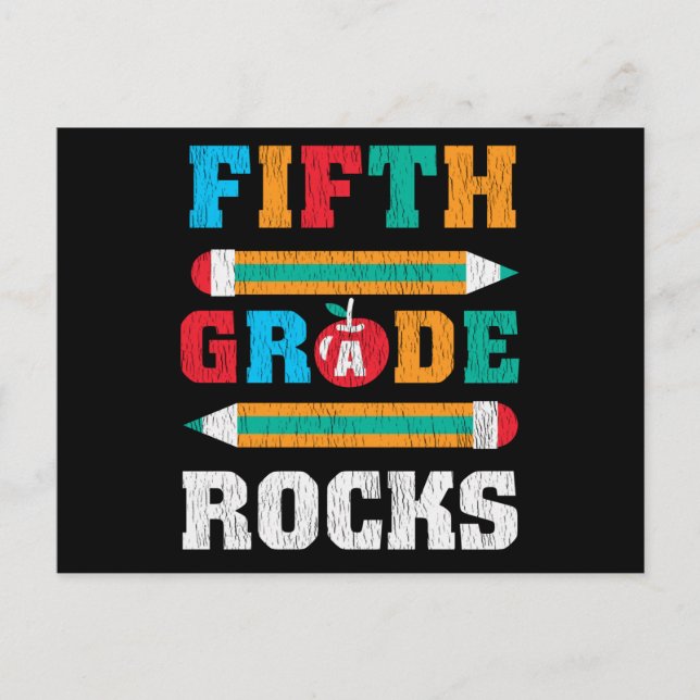 5th Grade Rock Back School Matching Music Teacher Postkarte (Vorderseite)