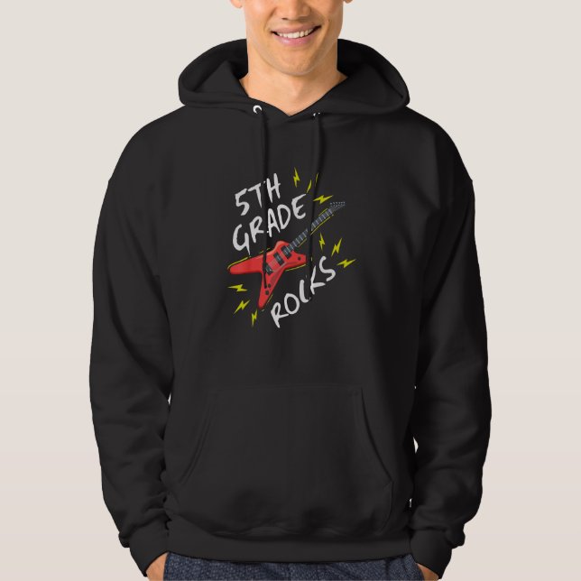 5th Grade Rock Guitar Music Back To School Hoodie (Vorderseite)