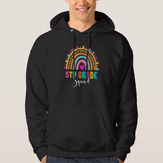 5th Grade Squad Back To School Rainbow Teachers Fi Hoodie (Vorderseite)