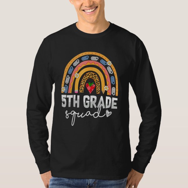 5th Grade Squad Rainbow Leopard Print Team Back to T-Shirt (Vorderseite)