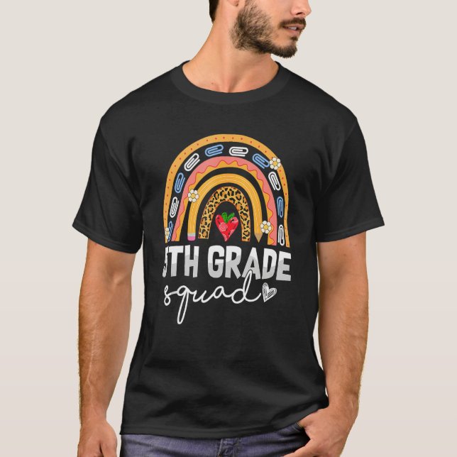 5th Grade Squad Rainbow Leopard Print Team Back to T-Shirt (Vorderseite)