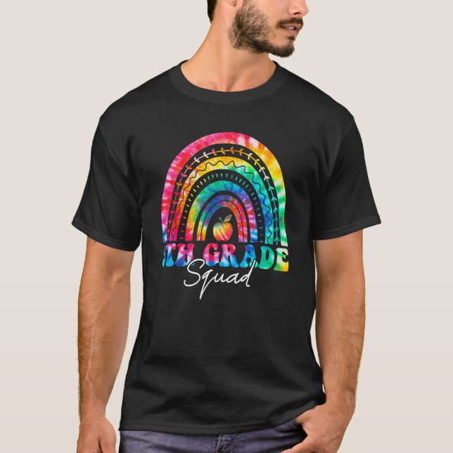 5th Grade Squad Rainbow Tie Dye Fifth Teacher Stud T-Shirt (Vorderseite)