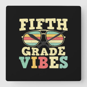5th Grade Teacher Fifth Grade Vibes Quadratische Wanduhr