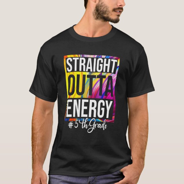 5th Grade Teacher Straight Outta Energy Groovy Tie T-Shirt (Vorderseite)