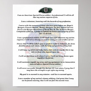 5th special forces group veterans vets creed print poster