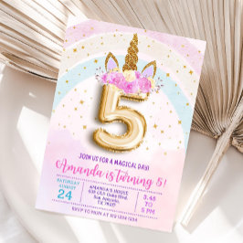 5th unicorn party invite, Editable 5th birthday in Einladung
