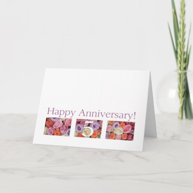 5th Wedding Anniversary Card Pastellfarben Rose Karte (Vorderseite)