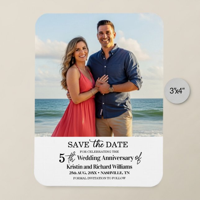 5th Wedding Anniversary Save the Date Photo Magnet (Von Creator hochgeladen)