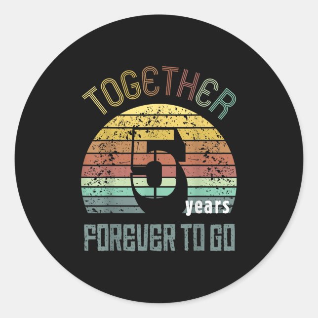 5th Years Wedding Anniversary For Couple Matching  Runder Aufkleber (Vorderseite)